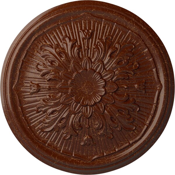 Ekena Millwork Luton Ceiling Medallion (Fits Canopies up to 1 1/8"), 15 3/4"OD x 5/8"P, Burnished Mahogany Crackle CM16LUBMC - main